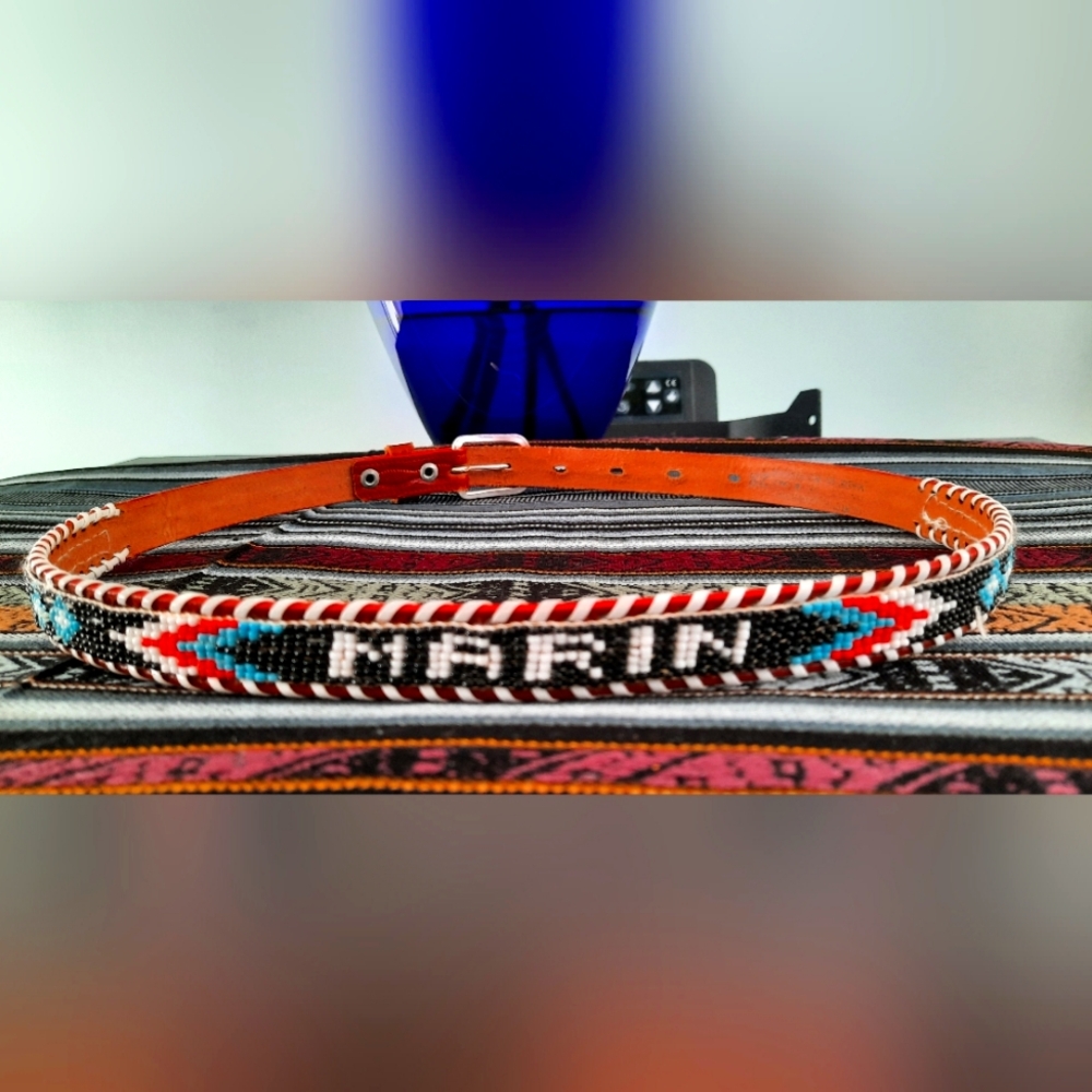 Vintage Marin Beaded Western Belt Size 28